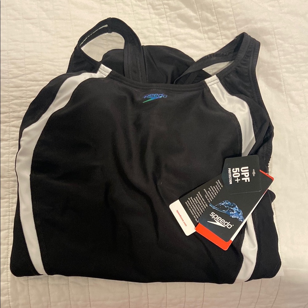 Speedo Black and White Athletic Swimsuit